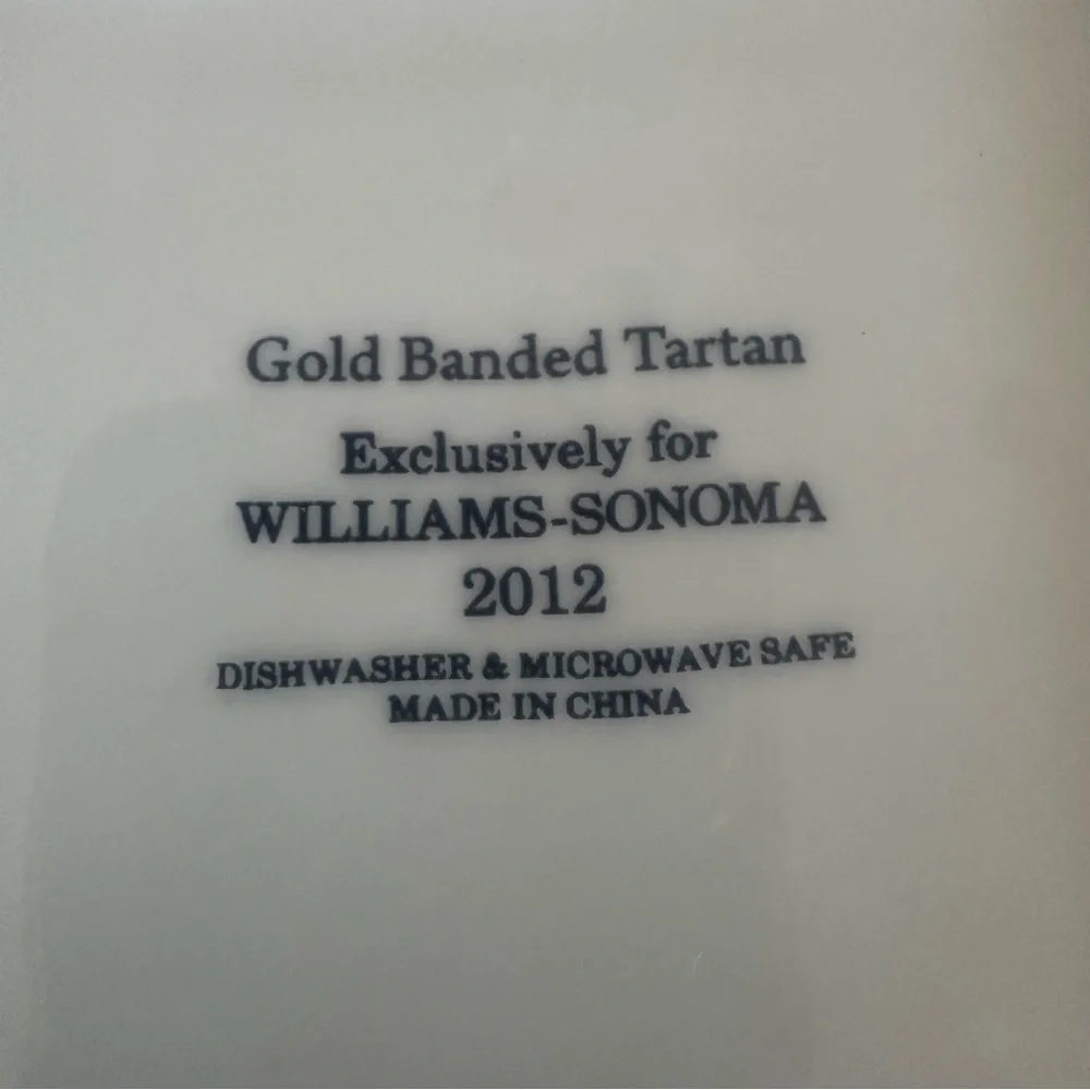 Williams-Sonoma Gold Banded Red Tartan Plate